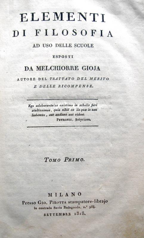 Melchiorre Gioja - Elementi di filosofia - 1818