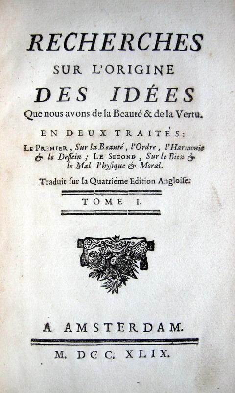Francis Hutcheson - Recherches sur l'origine des id&eacute;es - 1749