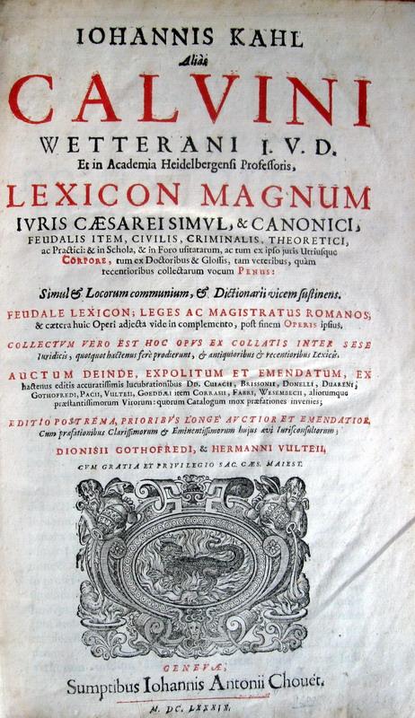 Kahl - Lexicon juris - 1689