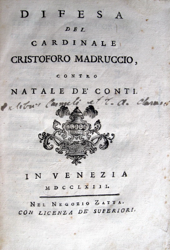 Lazzaro De Gaspari - Difesa del Cardinale Cristoforo Madruccio - 1763 Lazzaro De Gaspari - Difesa del Cardinale Cristoforo Madruccio - 1763