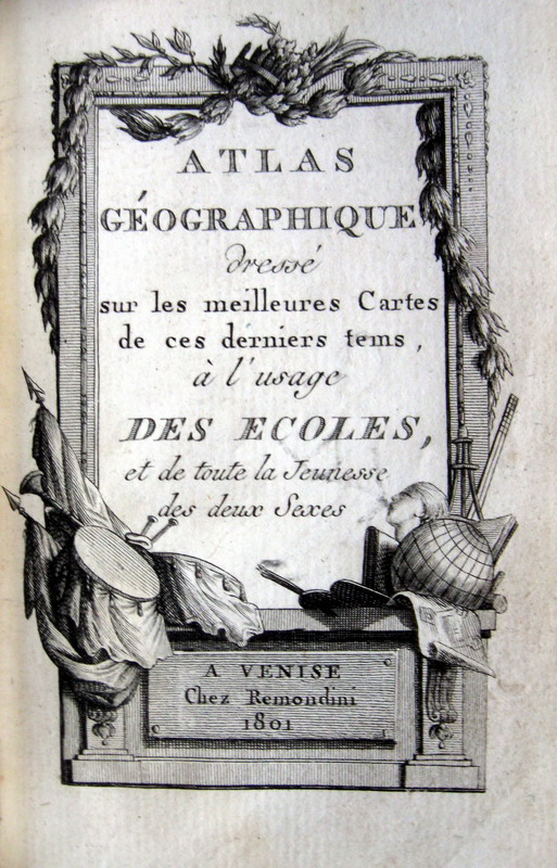 Magnifico atlante portatile remondiniano: Atlas gographique - 1801 - con 60 cartine