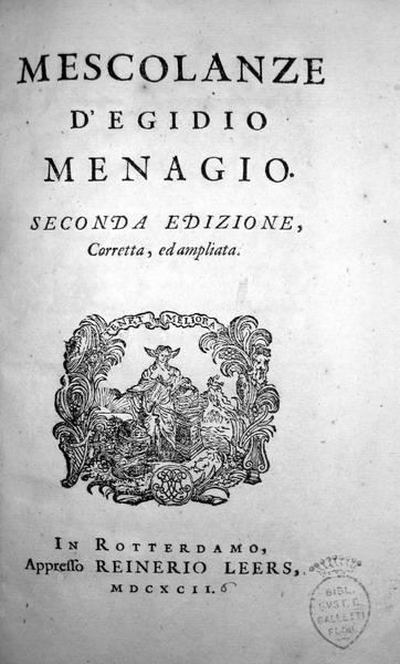 Egidio Menagio - Mescolanze