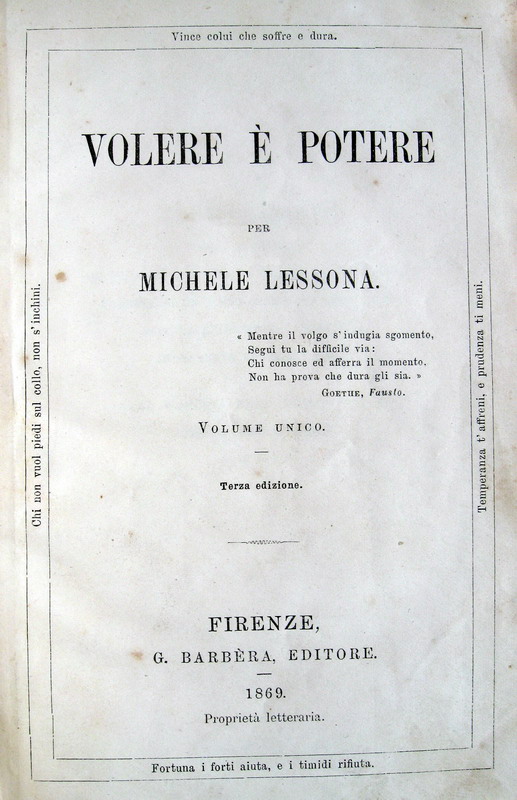 Michele Lessona - Volere � potere - 1869