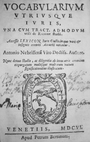 Antonio de Nebrija - Vocabularium utriusque iuris