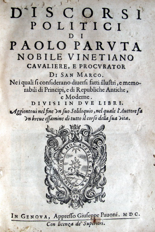 Paolo Paruta - Discorsi politici (Genova, 1600)