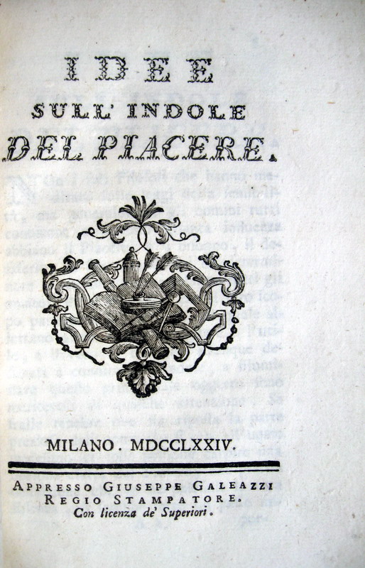 Pietro Verri - Idee sull'indole del piacere