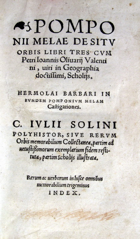 Pomponio Mela - De situ orbis libri tres - 1536