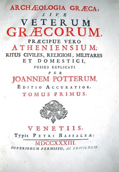 Potter - Archaeologia graeca - 1733