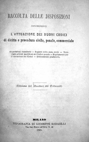 Disposizioni attuazione dei nuovi codici di diritto