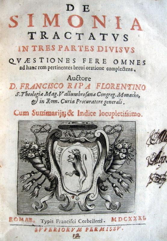 Francesco Ripa - Tractatus de simonia - 1631