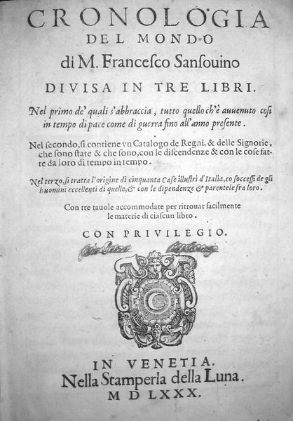 Francesco Sansovino - Cronologia del mondo Francesco Sansovino - Cronologia del mondo