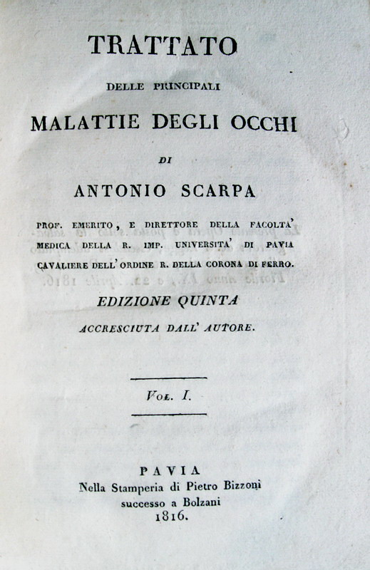 Scarpa - Trattato delle principali malattie degli occhi - 1816 (con 3 bellissime tavole)