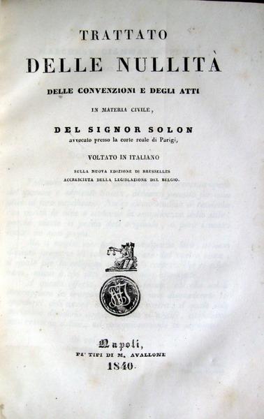 Solon - Trattato delle nullit&agrave; - 1840
