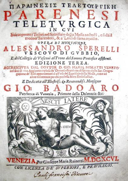 Alessandro Sperelli - Parenesi teleturgica - 1696 Alessandro Sperelli - Parenesi teleturgica - 1696