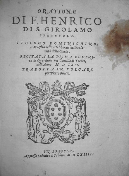 Henrique de Tavora - Orazione letta al Concilio di Trento - 1564