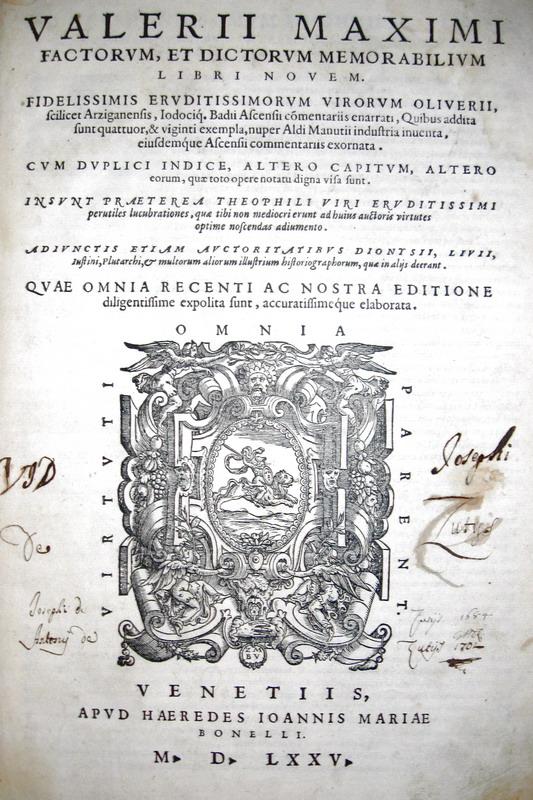 Valerius Maximus - Factorum et dictorum memorabilium - 1575
