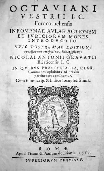 Ottaviano Vestri - In Romanae Aulae actionem et iudiciorum mores